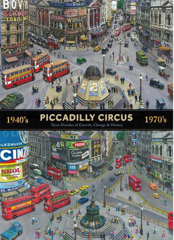Puzzle Piccadilly Circus napříč desetiletími 1000 dílků GIBSONS