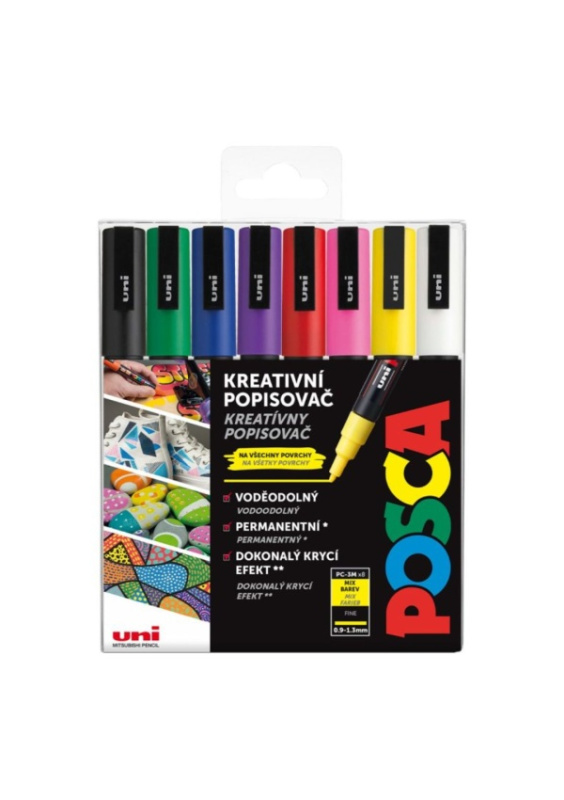 POSCA akrylový popisovač PC-3M 8 ks - mix základních barev POSCA
