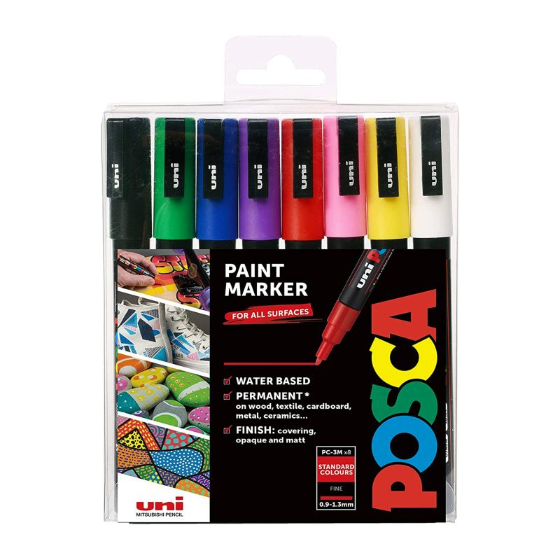 POSCA akrylový popisovač PC-3M 8 ks - mix základních barev POSCA