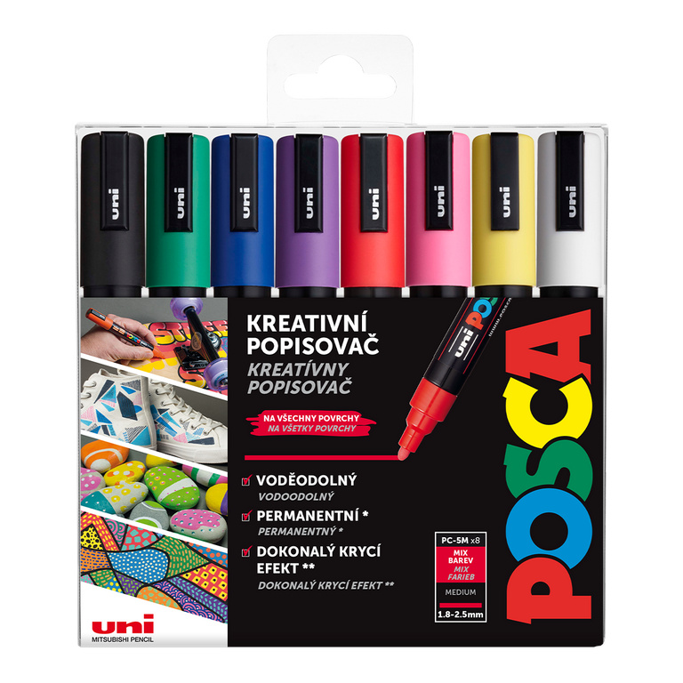 POSCA akrylový popisovač PC-5M Sada základních barev 8 ks POSCA
