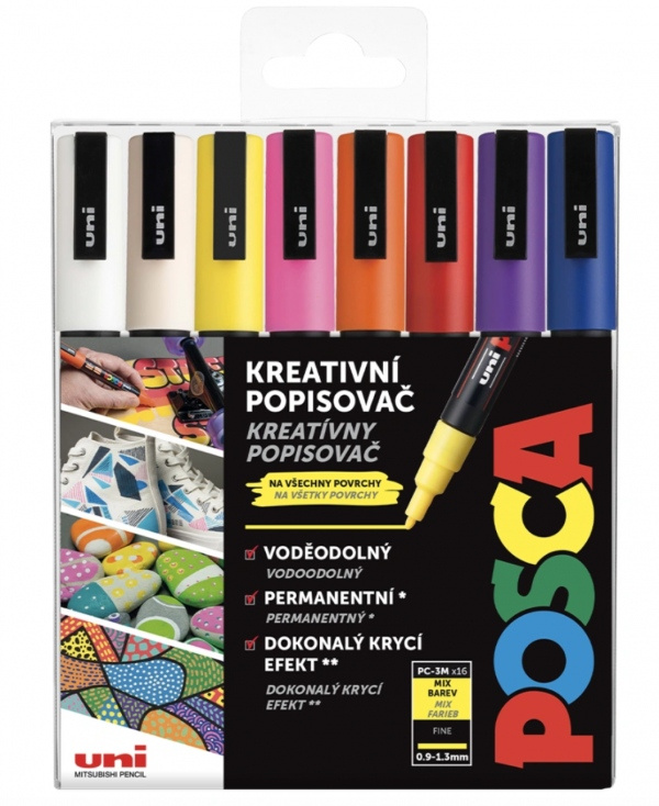 POSCA akrylový popisovač PC-3M MIX barev 16 kusů POSCA