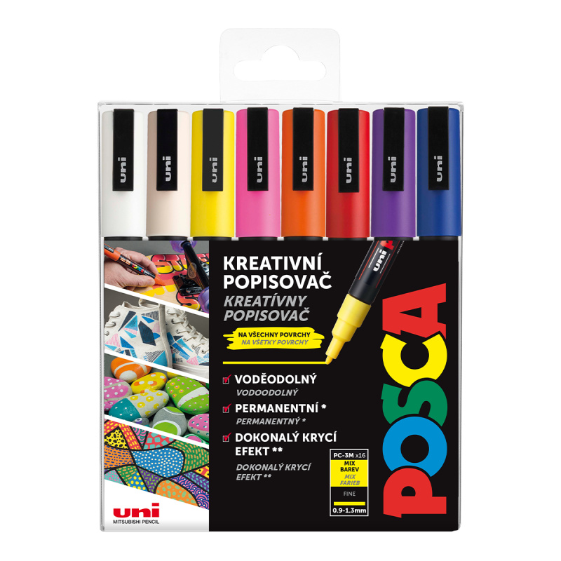 POSCA akrylový popisovač PC-3M MIX barev 16 kusů POSCA