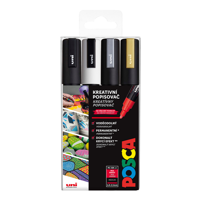 POSCA akrylový popisovač PC-5M Sada 4 barev POSCA