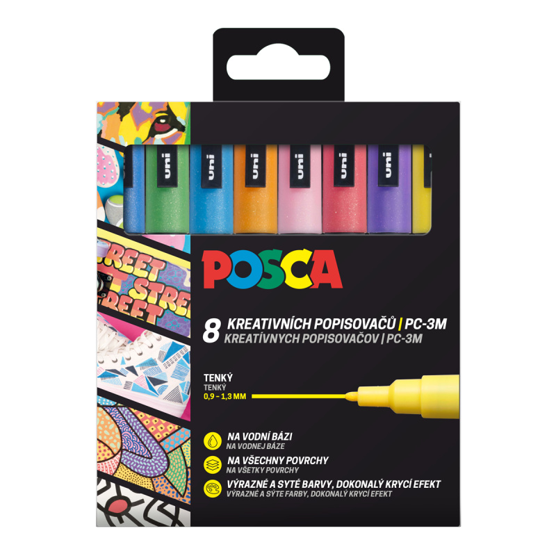 POSCA Sada akrylových popisovačů - třpytivé barvy 8 ks OFFICE LINE spol. s r.o.