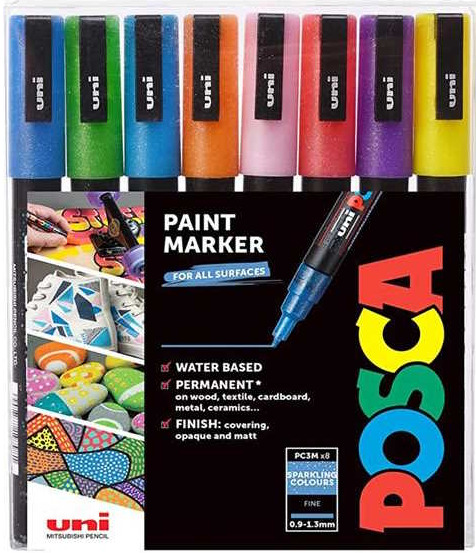 POSCA Sada akrylových popisovačů - třpytivé barvy 8 ks OFFICE LINE spol. s r.o.