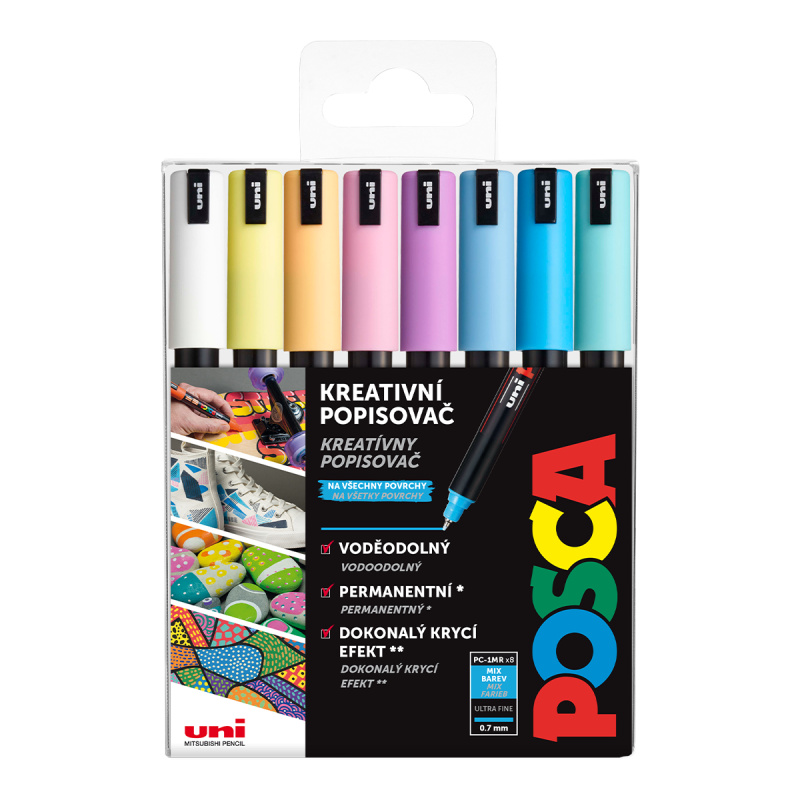 POSCA akrylový popisovač PC-1MR Sada pastelových barev 8 kusů POSCA