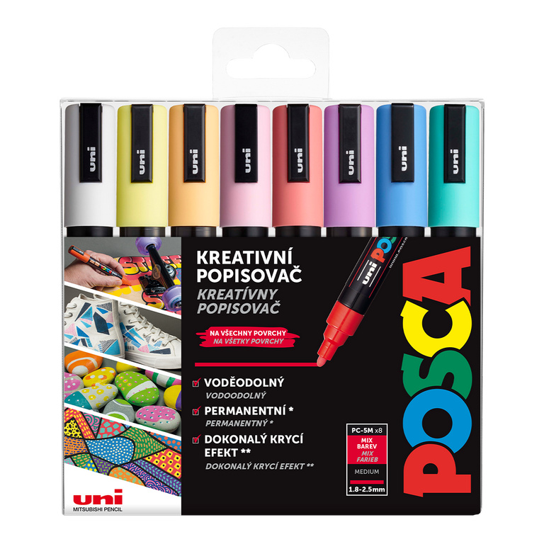 POSCA akrylový popisovač PC-5M Sada pastelových barev 8 ks POSCA