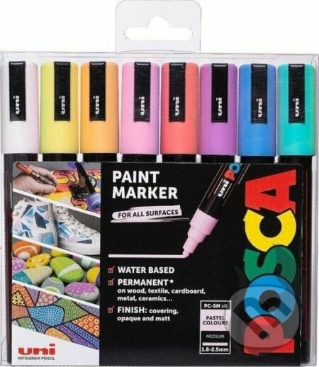 POSCA akrylový popisovač PC-5M Sada pastelových barev 8 ks POSCA