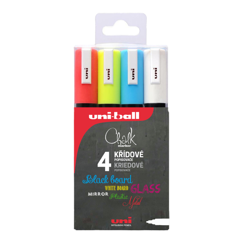 Sada křídových popisovačů UNI PWE-5M, 4 ks, 1,8-2,5 mm