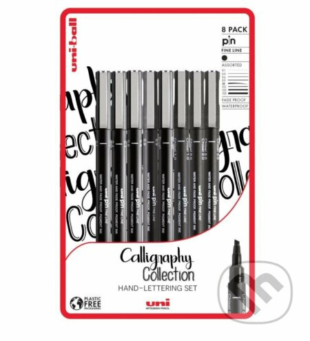 UNI PIN Calligraphy sada 8 ks linerů, černý UNI