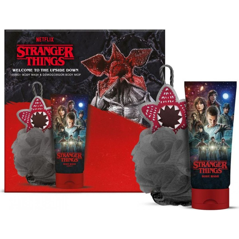 Stranger Things dárkový set s houbičkou na tělo Demogorgon a sprchovým gelem 100 ml