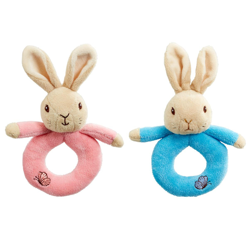Rainbow Chrastítko kroužek králíček Petr & Flopsy 1 ks růžová