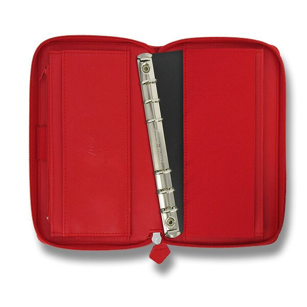 Filofax Kroužkový diář 2025 Saffiano osobní compact zip - červený