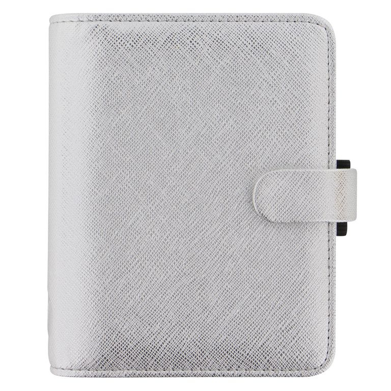 Filofax Kroužkový diář 2025 Saffiano Metallic kapesní - Silver
