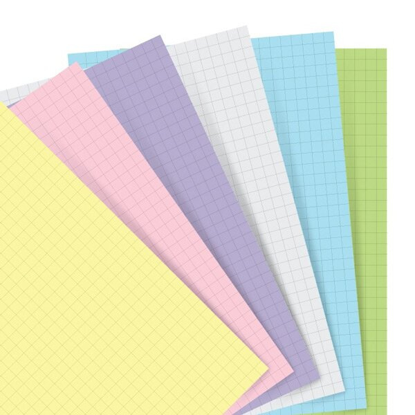 Poznámkový papír, čtverečkovaný, 6 barev náplň osobních diářů Filofax