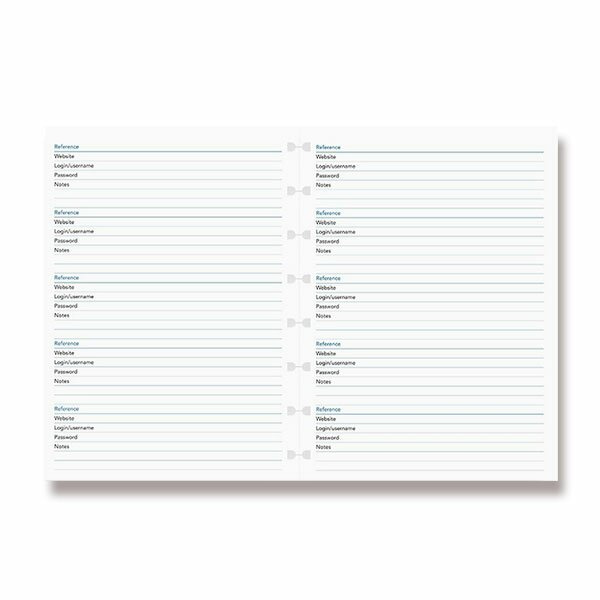 Seznam hesel náplň zápisníků A5 Filofax Notebook