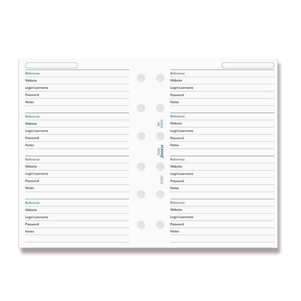 Seznam hesel náplň kapesních diářů Filofax