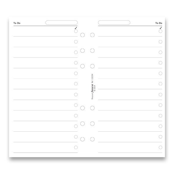 Seznam úkolů, bílé náplň osobních diářů Filofax