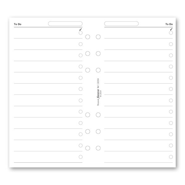 Seznam úkolů, bílé náplň osobních diářů Filofax