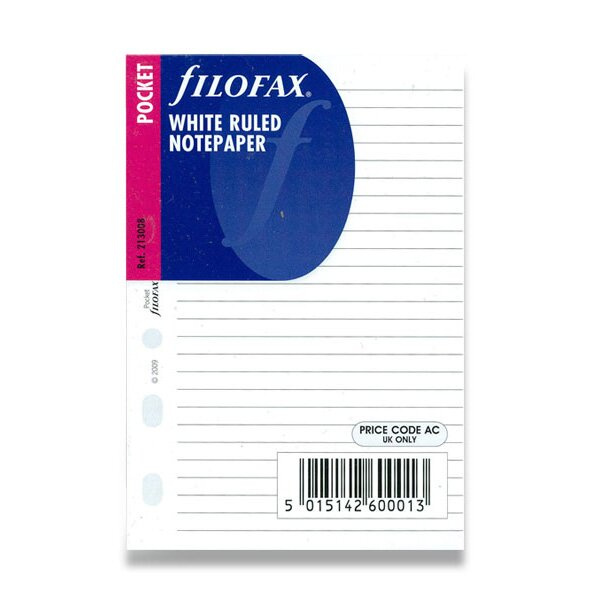 Poznámkový papír, linkovaný, náplň kapesních diářů Filofax bílý