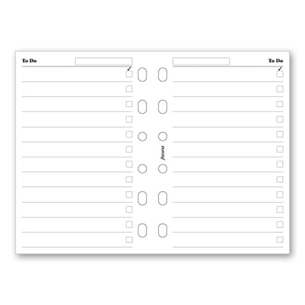 Seznam úkolů, bílé náplň kapesních diářů Filofax