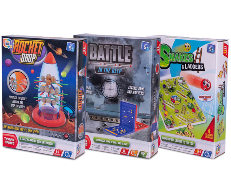 Cestovní společenské hry: Hadi a žebříky, Lodě a Rocket Drop