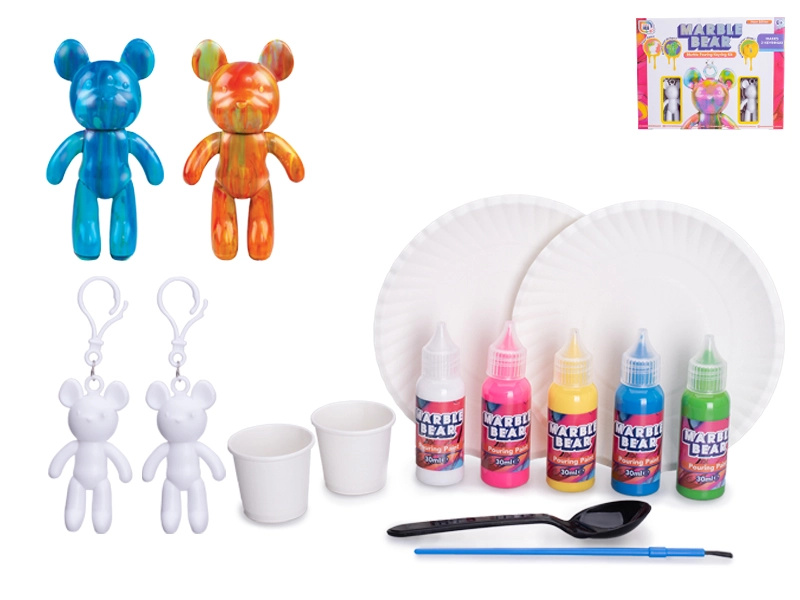 Kreativní sada klíčenek Medvídek – 2 ks k mramorování