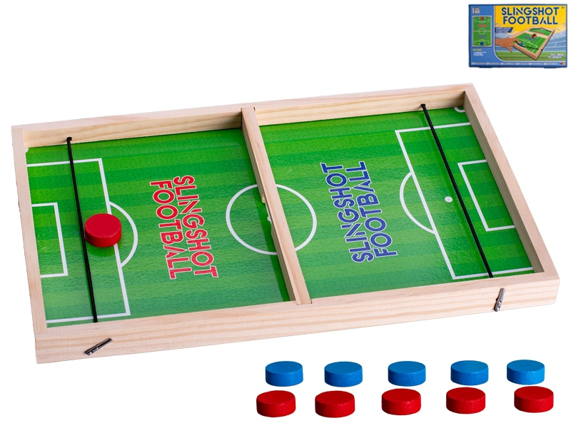 Stolní fotbálek s pružinovým ovládáním, dřevěný
