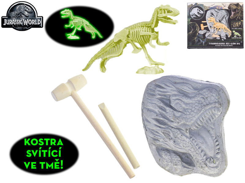Mikro Jurský svět Sada pro tesání kostry T-Rexe svítící ve tmě s doplňky