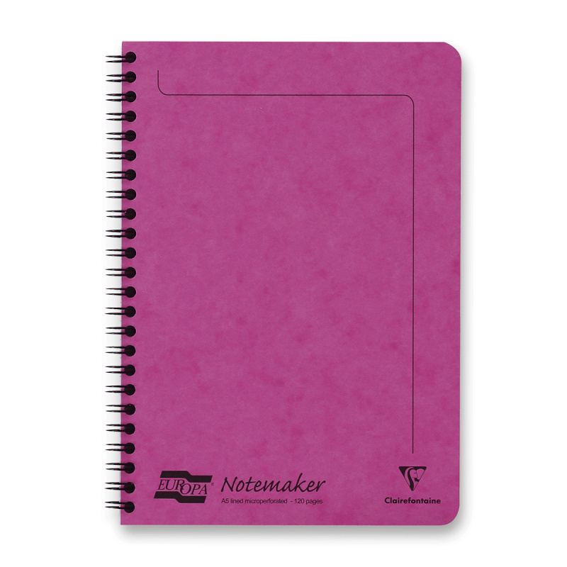 Clairefontaine Europa - kroužkový blok - A5, 60 l., linkovaný, fuschiový