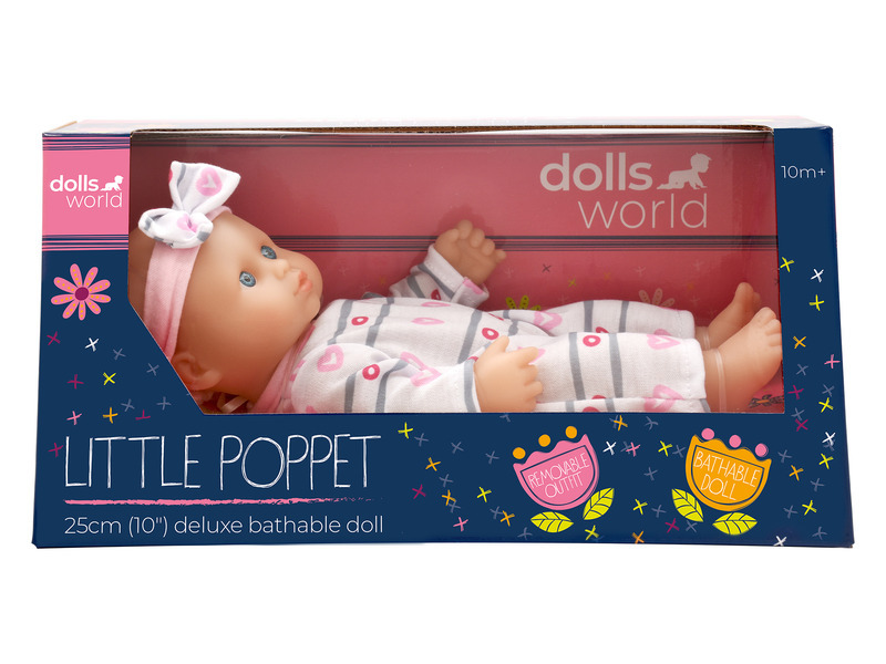 Dolls World - Koupací panenka Klárka 25 cm s odnímatelným oblečkem a čelenkou