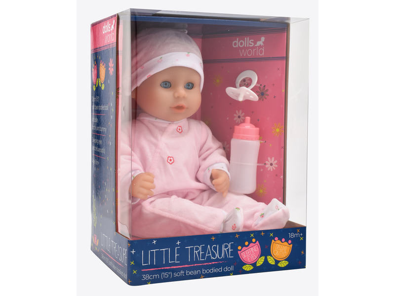 Dolls World - Miminko Little Treasure PINK - 38 cm se zavíracími očima