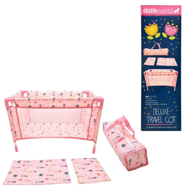 Dolls World - Velká cestovní přenosná postýlka pro panenky 46 cm