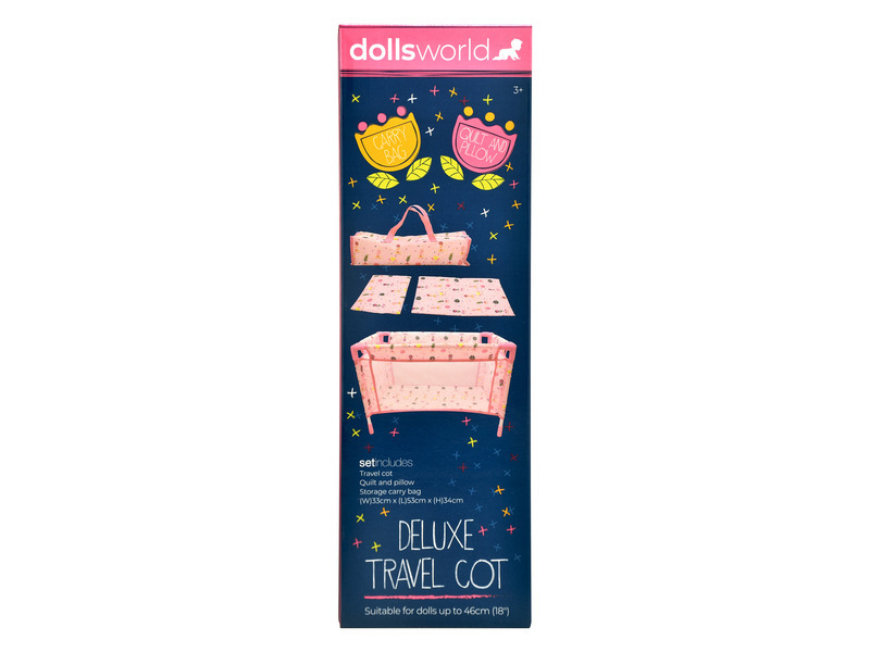 Dolls World - Velká cestovní přenosná postýlka pro panenky 46 cm
