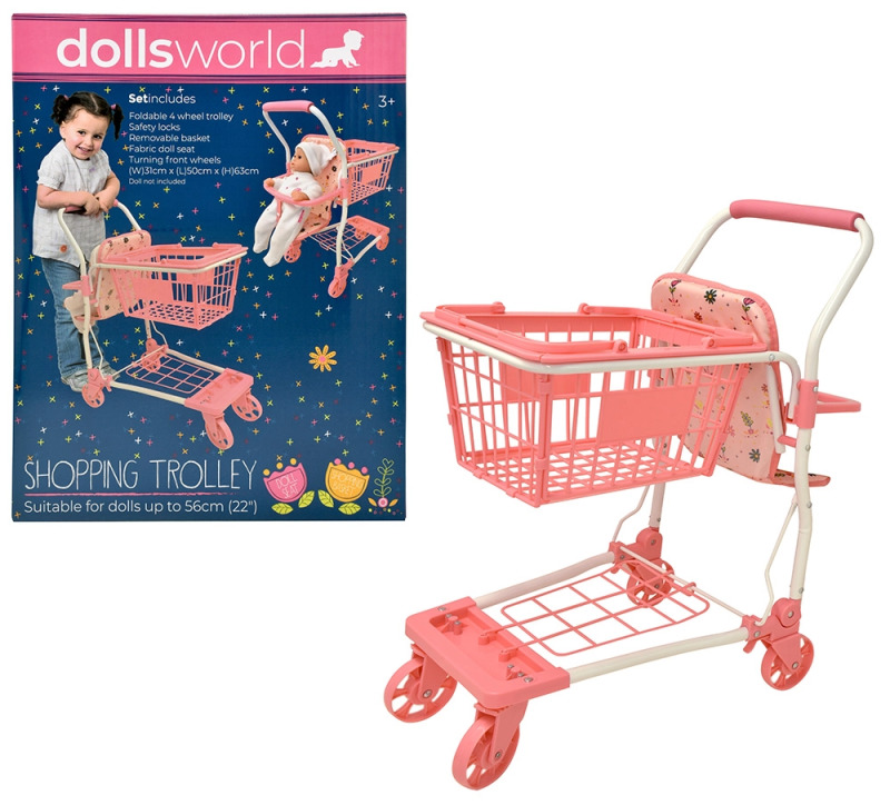 Dolls World - Nákupní vozík se sedačkou pro panenku 56 cm