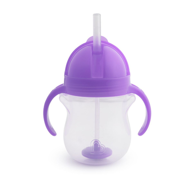 Munchkin Click Lock™ Tip & Sip hrnek s brčkem se závažím Purple 6 m+ 207 ml