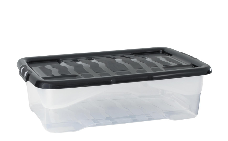 Strata by cep Plastový box CEP - transparentní s černým víkem, 30 l