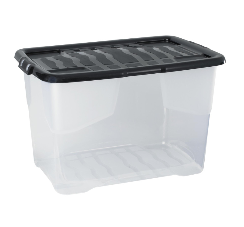 Strata by cep Plastový box CEP - transparentní s černým víkem, 65 l
