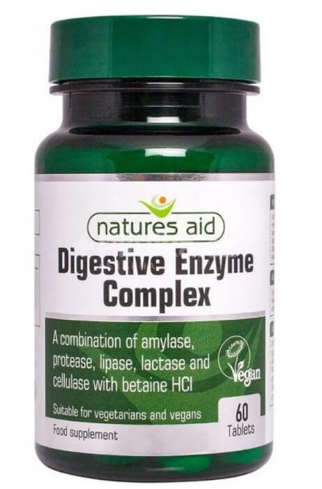 Natures Aid Trávicí enzymy Complex s betainem HCl 100 mg 60 tablet