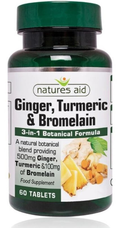 Natures Aid Zázvor, kurkuma a bromelain 60 tablet