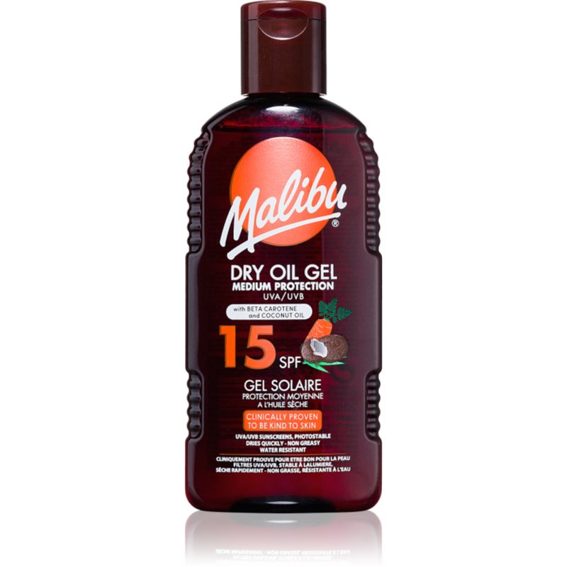 Malibu Dry Oil Gel Beta Carotene olej na opalování s betakarotenem SPF 15 200 ml