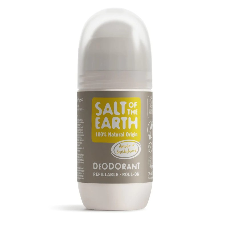 SALT OF THE EARTH Přírodní Deo roll-on Amber & Santalwood plnitelný, 75ml