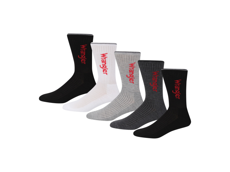 Wrangler Pánské ponožky, 5 párů (černá/bílá/šedá, 43-46)