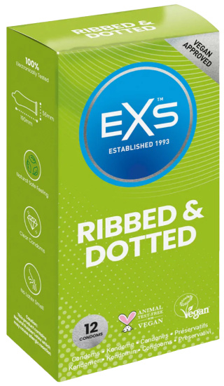 EXS Ribbed and Dotted Kondomy 12 ks