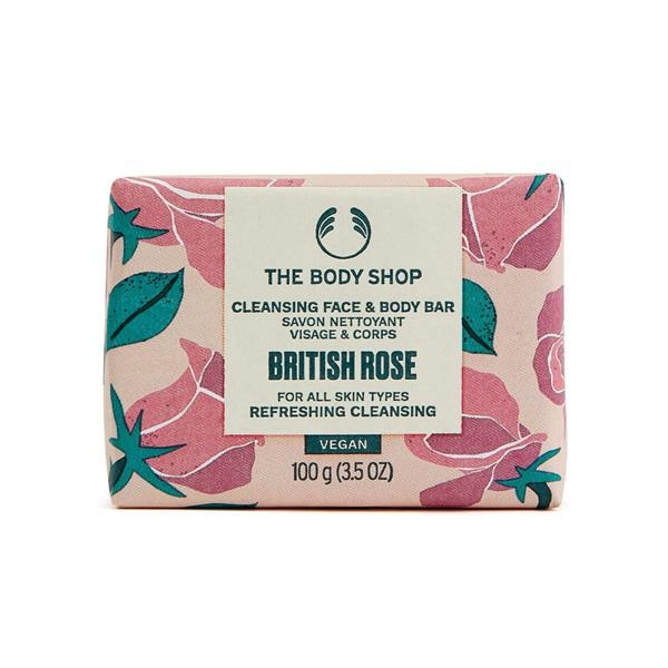 The Body Shop British Rose Cleansing Bar tuhé mýdlo na tělo a obličej 100 g