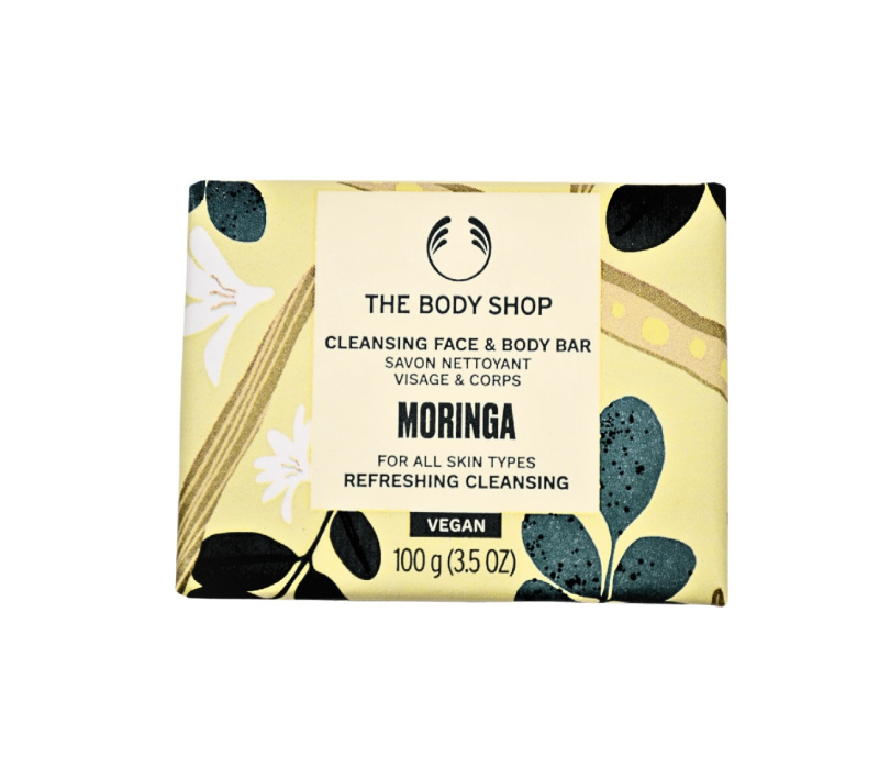 The Body Shop Moringa Cleansing Bar tuhé mýdlo na obličej a tělo 100 g