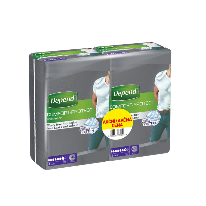 DEPEND Normal duopack pánské inkotinenční kalhotky velikosti L/XL 2 x 9 kusů