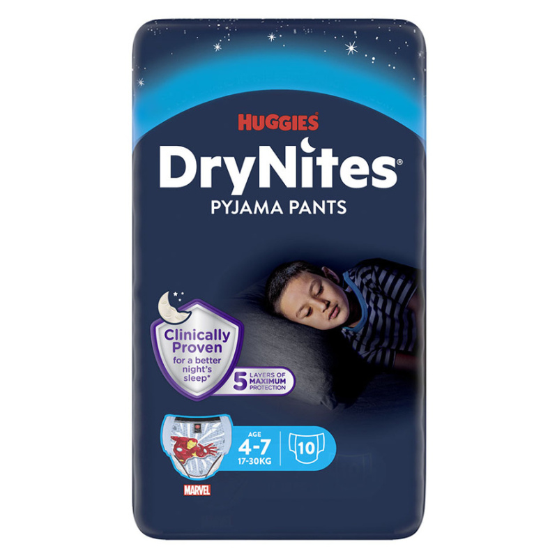 DRY NITES Natahovací kalhotky chlapecké 4-7 let 10 kusů