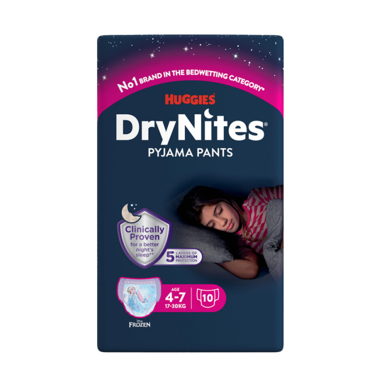 DRY NITES Natahovací kalhotky dívčí 4-7 let 10 kusů