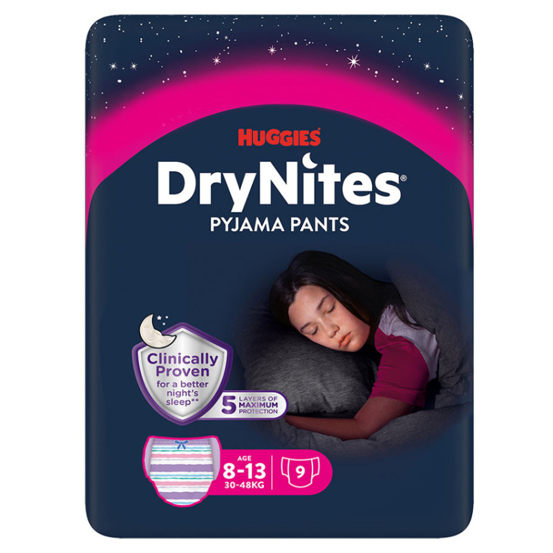 DRY NITES® Natahovací kalhotky pro dívky 8-13 let 9 kusů